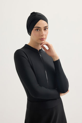 Cross-Front Swim Cap Black