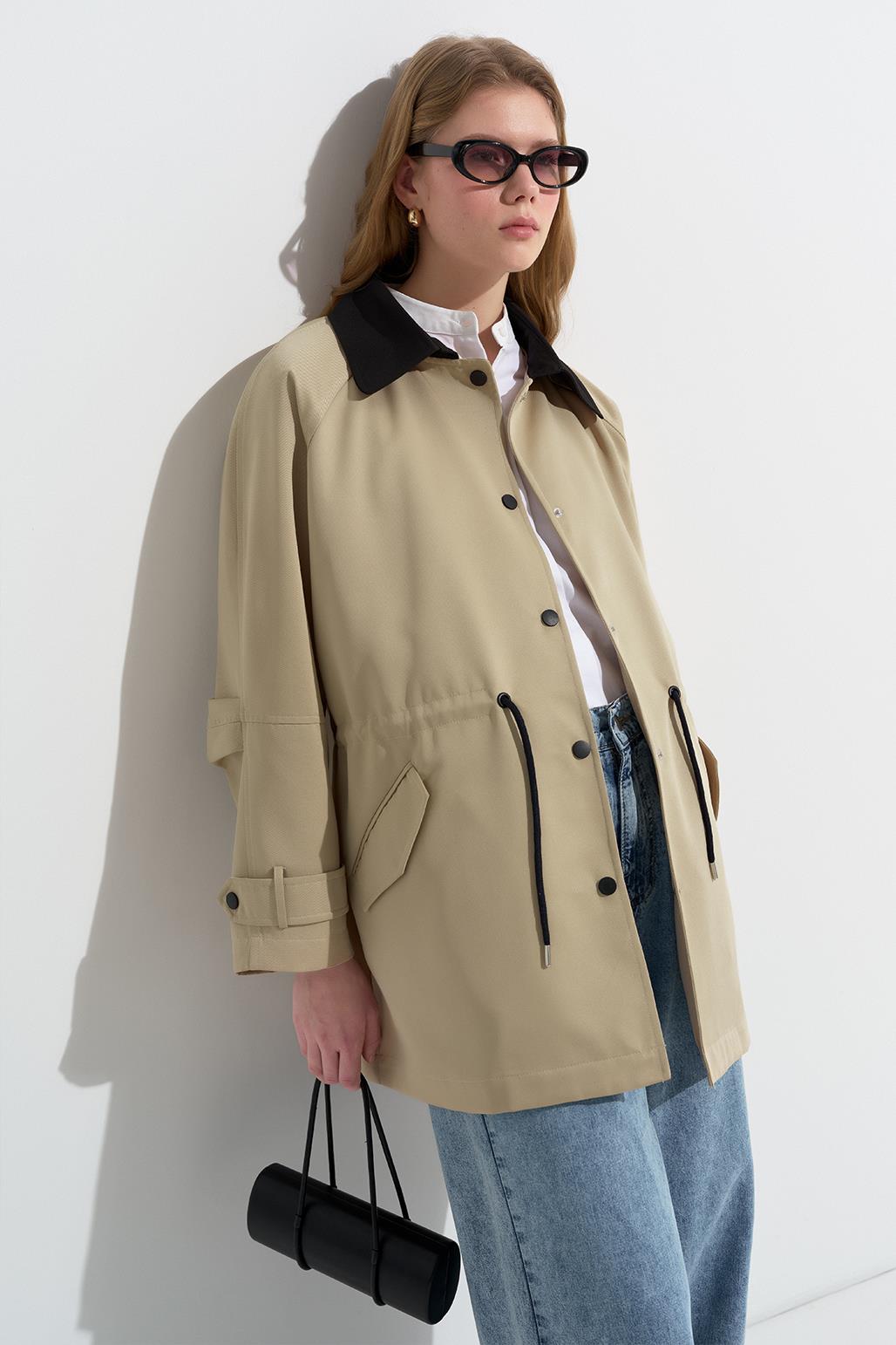 Casual Midi Trench Coat Camel