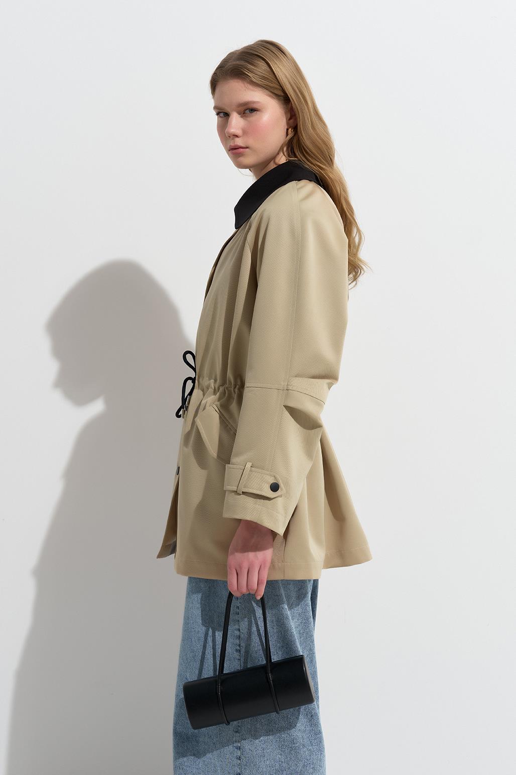 Casual Midi Trench Coat Camel