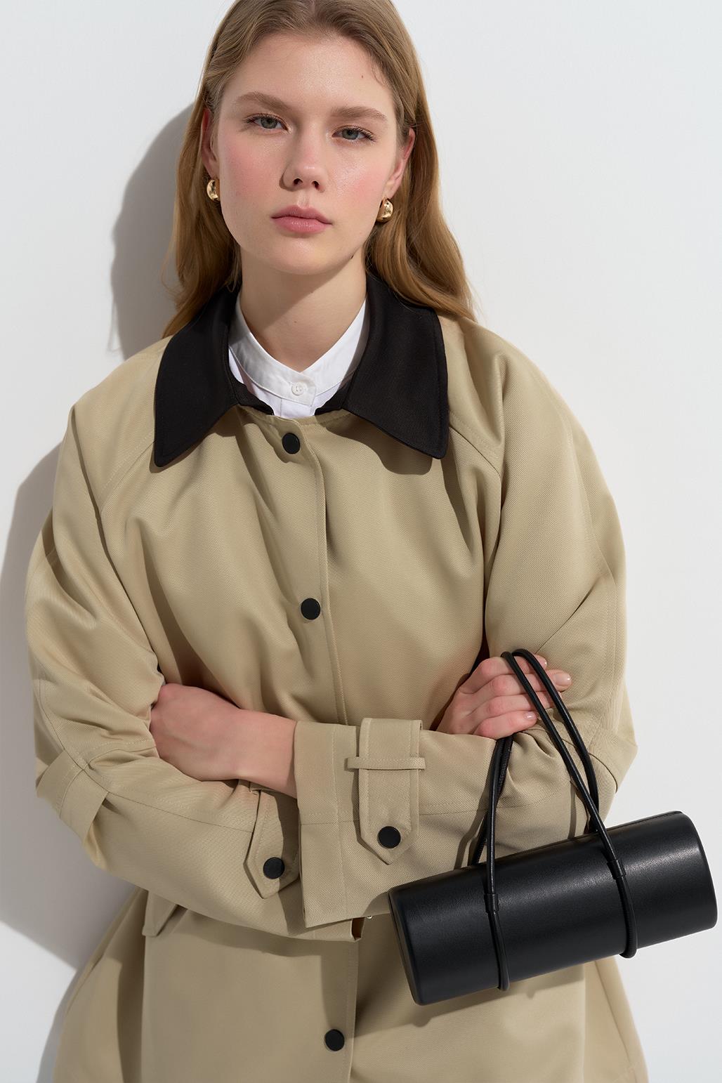 Casual Midi Trench Coat Camel