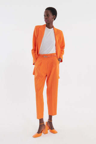 Blazer Set With Gold Detailed Belt Orange