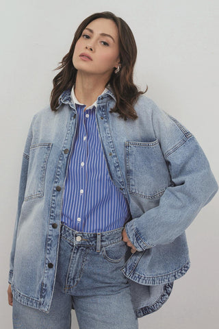 Denim Jacket with Pockets Light Blue