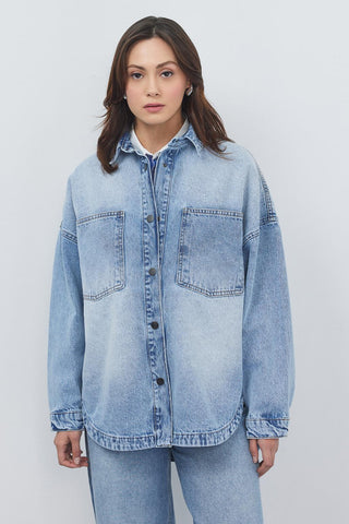 Denim Jacket with Pockets Light Blue