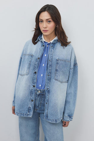 Denim Jacket with Pockets Light Blue