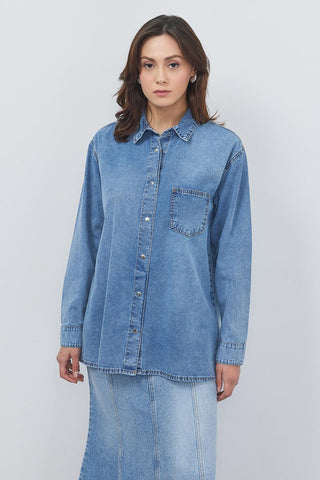 Denim Shirt with Pockets Light Blue
