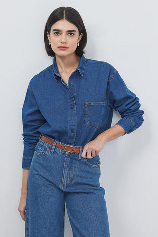 Denim Shirt with Pockets Navy Blue