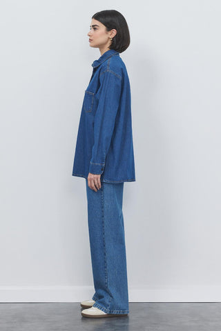 Denim Shirt with Pockets Navy Blue