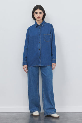 Denim Shirt with Pockets Navy Blue