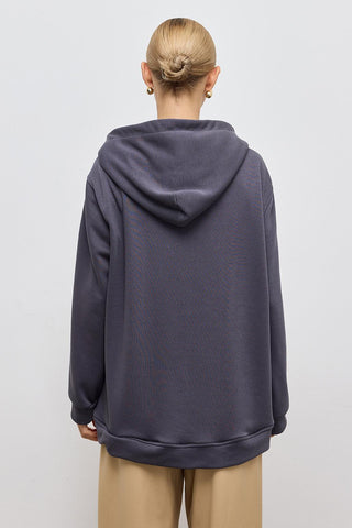 Fleece Hooded Sweatshirt With Pocket Anthracite