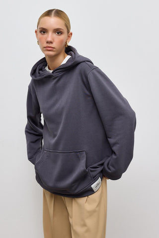 Fleece Hooded Sweatshirt With Pocket Anthracite