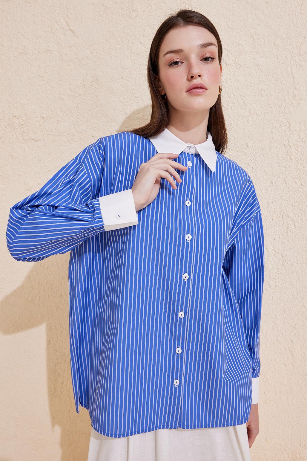 Striped Basic Shirt Blue