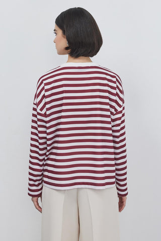 Striped Crop Sweatshirt Burgundy