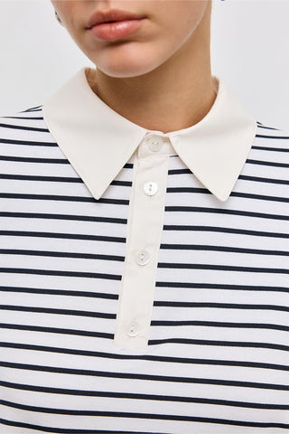 Striped Straight-Cut Tunic Navy Blue