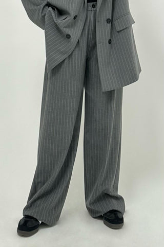 Striped Palazzo Trousers Gray