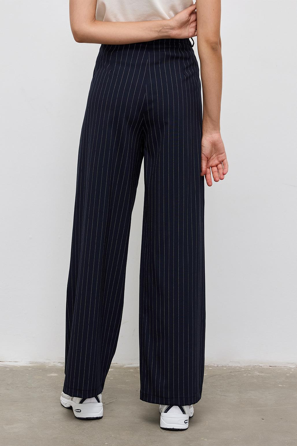 Striped Palazzo Trousers Navy Blue