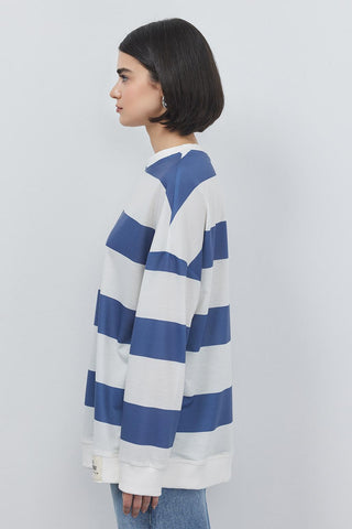 Yami Striped Ribbed Sweatshirt Indigo