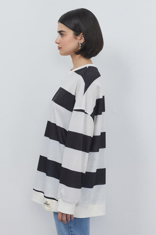Yami Striped Ribbed Sweatshirt Black