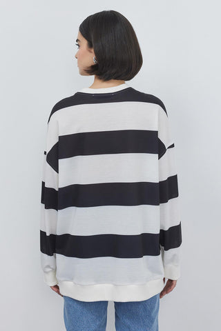 Yami Striped Ribbed Sweatshirt Black