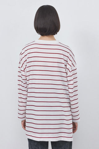 Striped Slit Tunic Burgundy