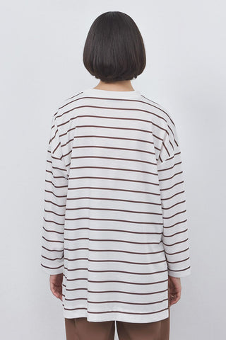 Striped Slit Tunic Brown