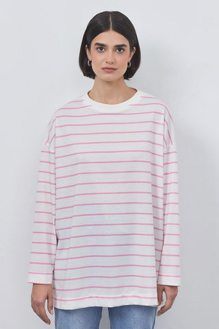 Striped Slit Tunic Pink