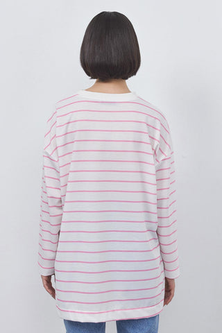 Striped Slit Tunic Pink