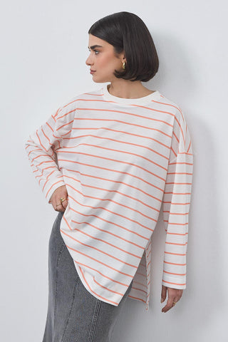 Striped Slit Tunic Orange