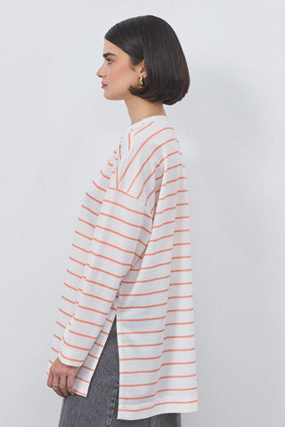 Striped Slit Tunic Orange