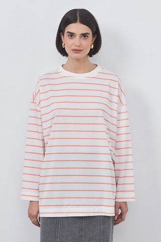 Striped Slit Tunic Orange