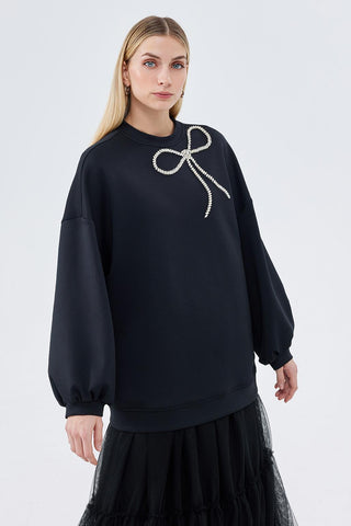 Coco Bow Stonen Blouse Black