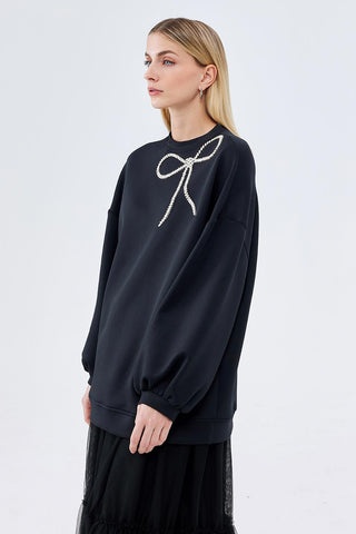 Coco Bow Stonen Blouse Black