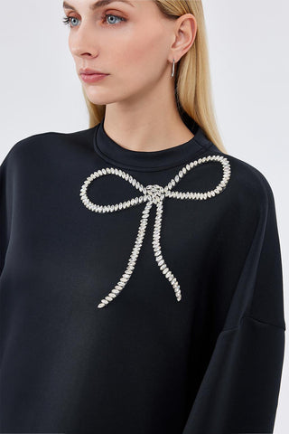 Coco Bow Stonen Blouse Black