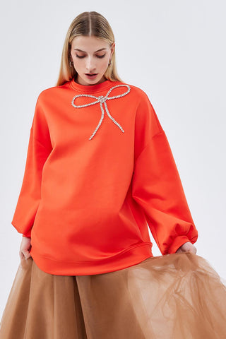Coco Bow Stonen Blouse Orange