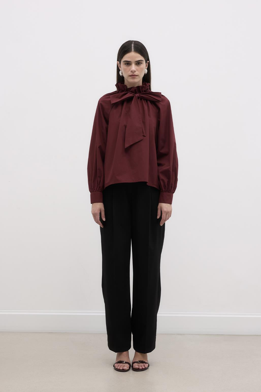 Collar Detailed Shirt Burgundy