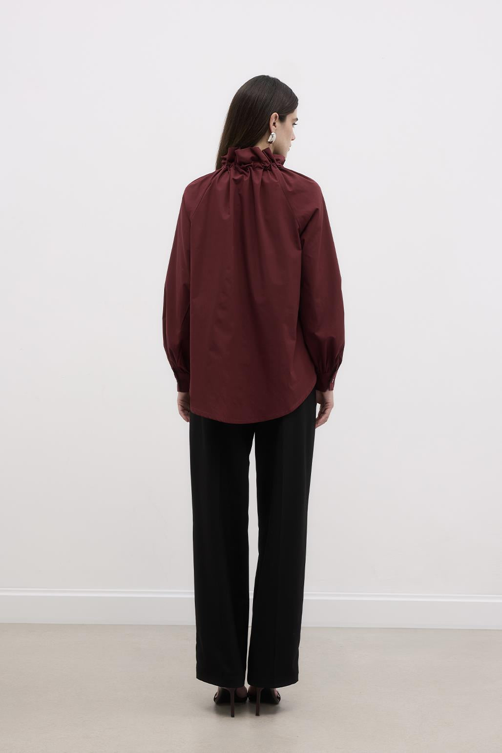 Collar Detailed Shirt Burgundy