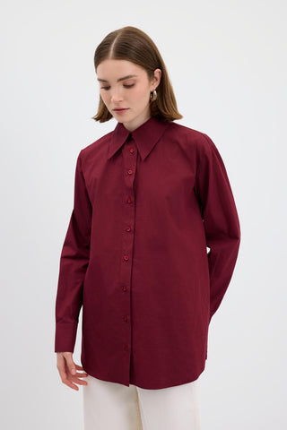 Cotton Basic Shirt Burgundy
