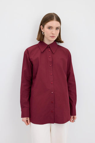 Cotton Basic Shirt Burgundy