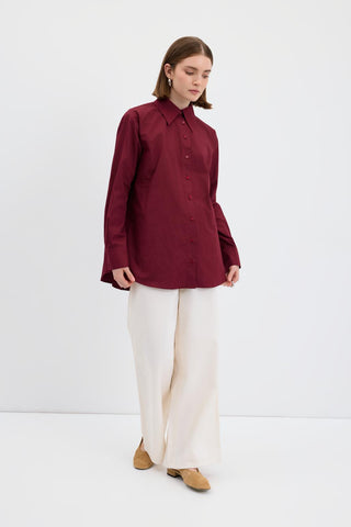 Cotton Basic Shirt Burgundy