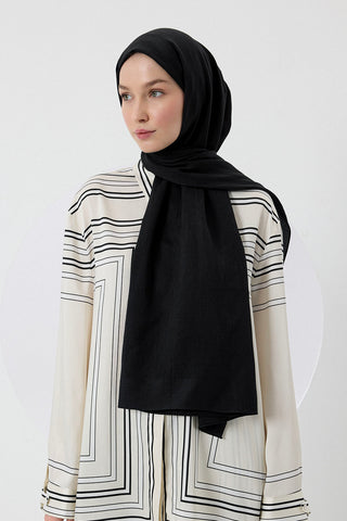 Cotton Line Silk-Cotton Shawl Black