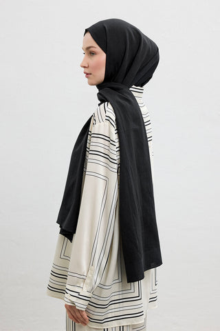 Cotton Line Silk-Cotton Shawl Black
