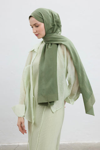 Cotton Line Scarf Soft Green