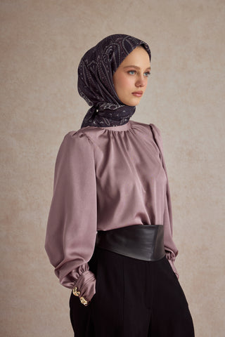 Cotton Square Scarf Bloom Plum