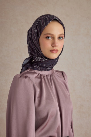 Cotton Square Scarf Bloom Plum