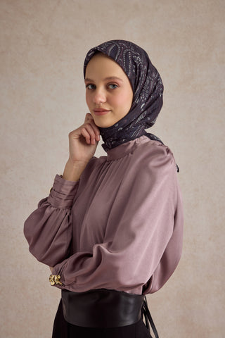 Cotton Square Scarf Bloom Plum