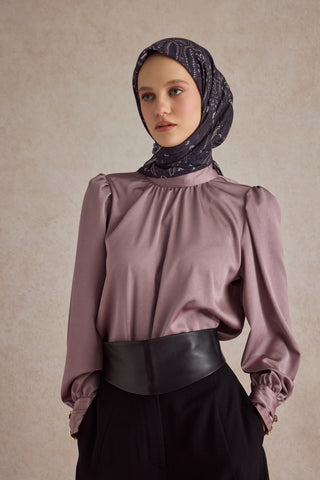 Cotton Square Scarf Bloom Plum