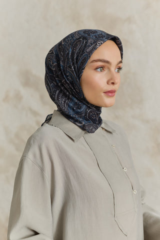 Cotton Square Scarf Garden Black