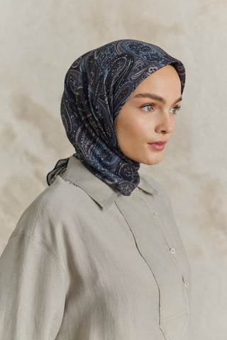 Cotton Square Scarf Garden Black