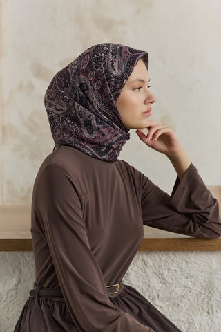 Cotton Square Scarf Garden Plum Red