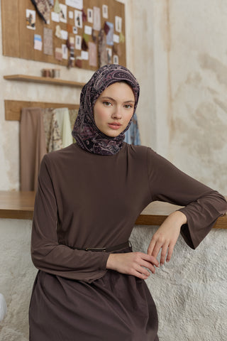 Cotton Square Scarf Garden Plum Red