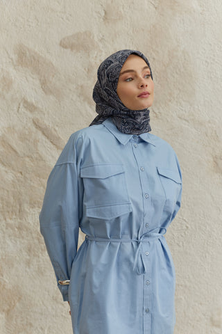 Cotton Square Scarf Magic Navy Blue